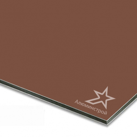Алюминиевая композитная панель 3 мм (0.21) 1220х4000 цвет сигнальный коричневый RAL 8002