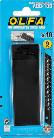 Сменные лезвия OLFA ABB-10B BLACK MAX 9мм, 10 шт.