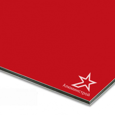 Алюминиевая композитная панель 3 мм (0.21) 1220х4000 цвет красный RAL 3020